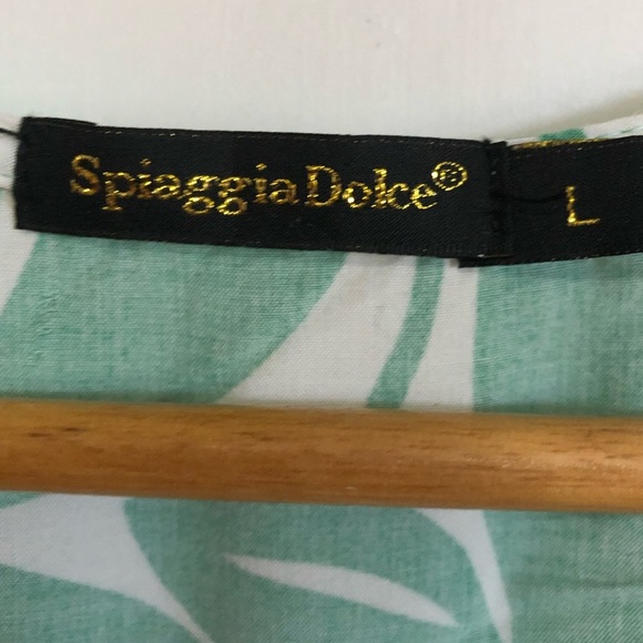 Spiaggia Dolce Gorgeous Green Dress with White Print in Large - Picture 3 of 8